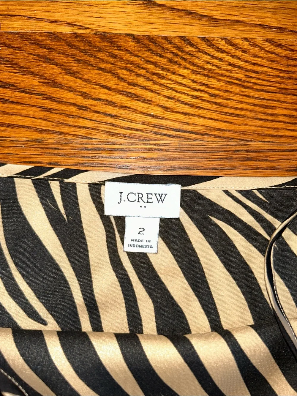 J.Crew Factory Zebra Print Adjustable Strap Cami Tank Top Size 2